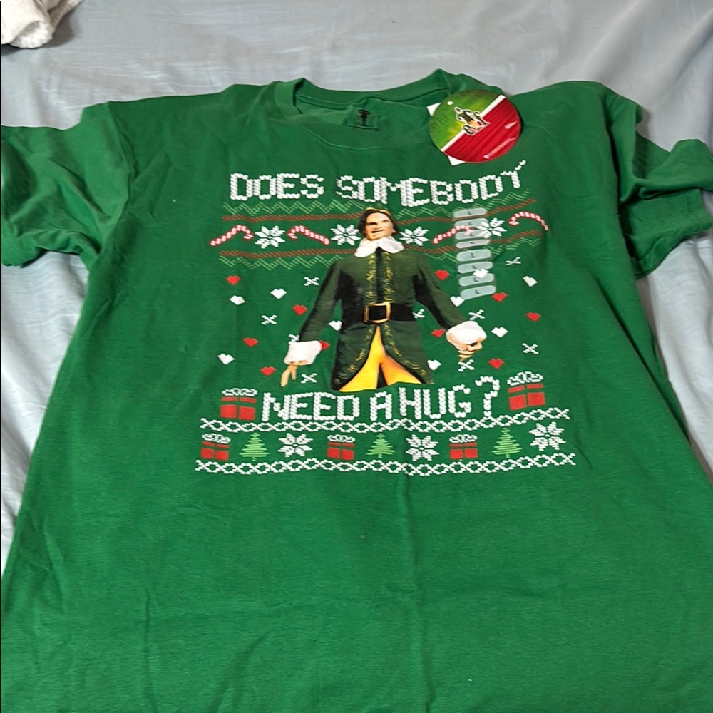 Green Graphic T-Shirt with Festive Design